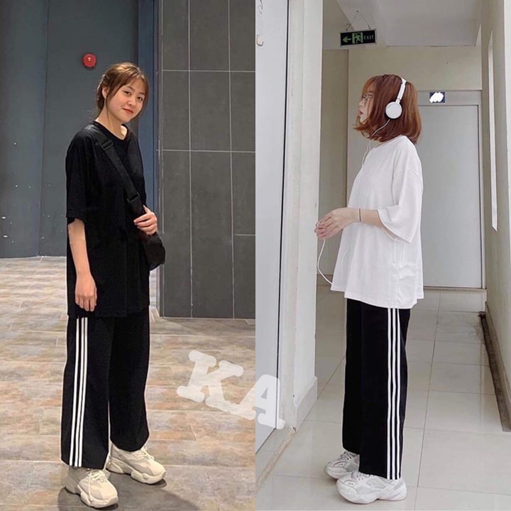 Set đồ nữ áo phông trơn và quần ống rộng
