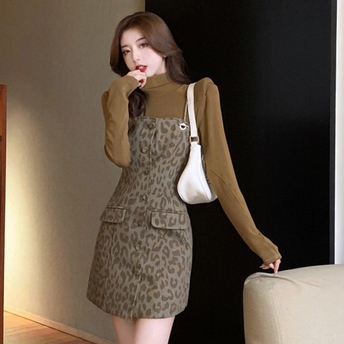 SET VÁY BEO KÈM ÁO CỔ LỌ (B0992)