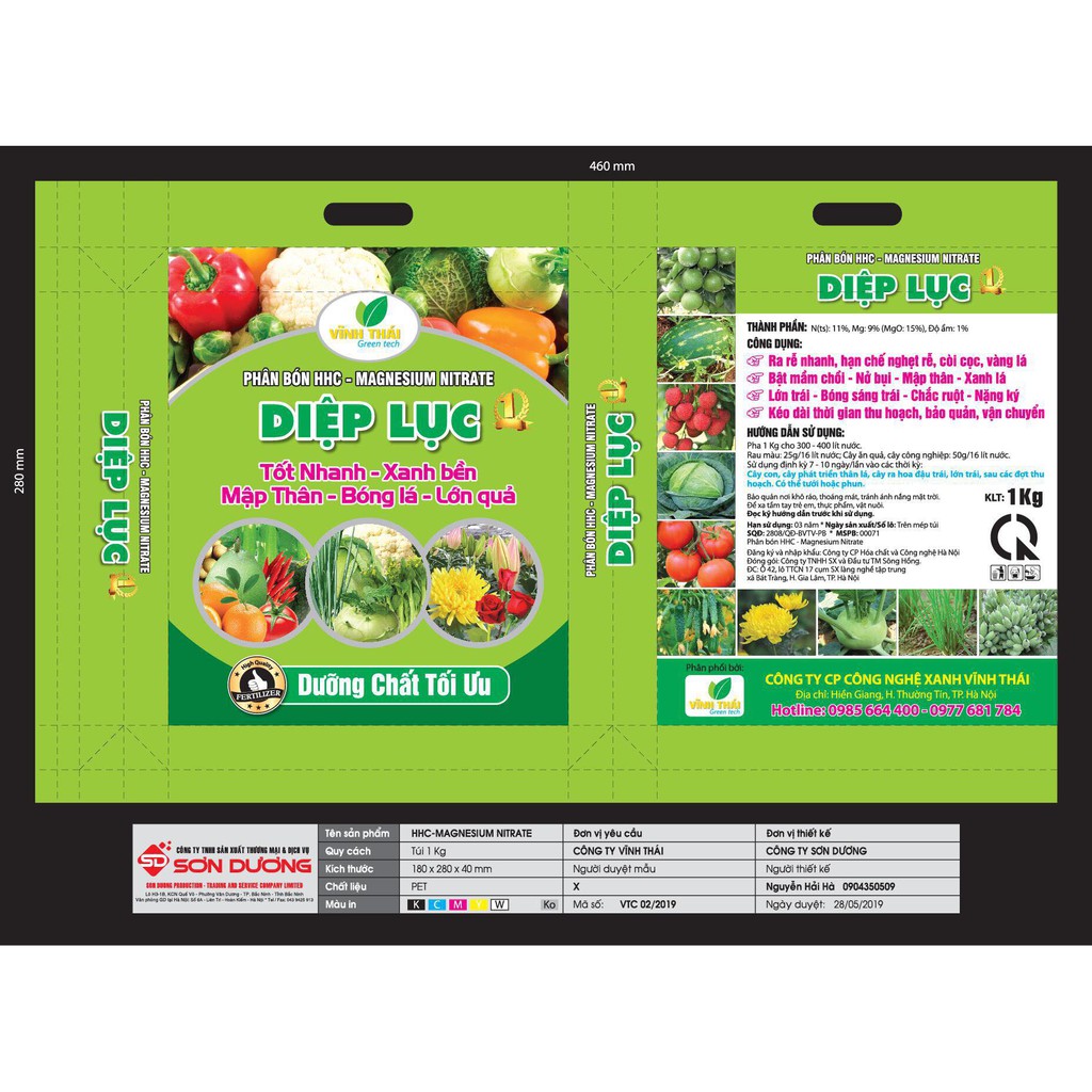 Phân bón Diệp Lục chuyên dùng cho hoa và rau màu, xanh cây tốt lá gói 1kg