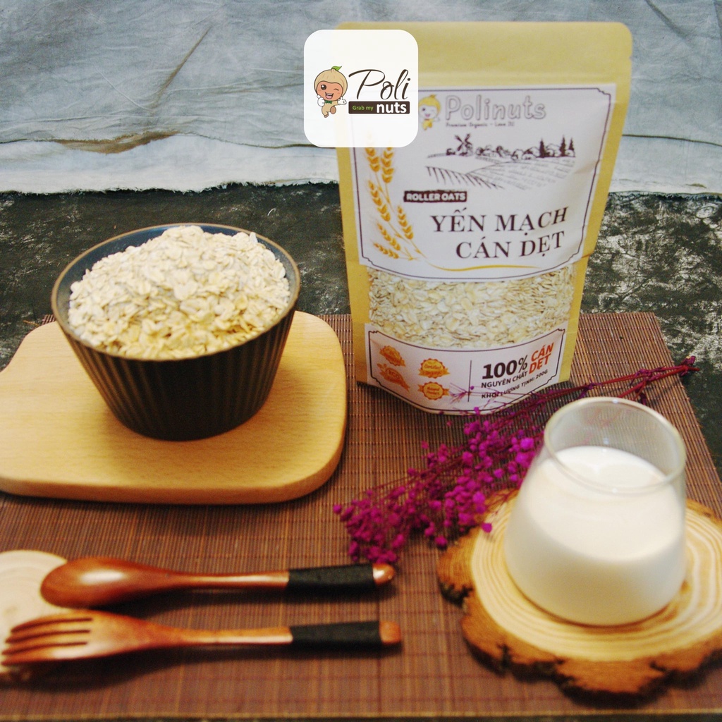 Yến Mạch Giảm Cân Cán Dẹt Tươi Nguyên Cám Nguyên Chất Nhập Khẩu Úc Túi 1Kg Polinuts
