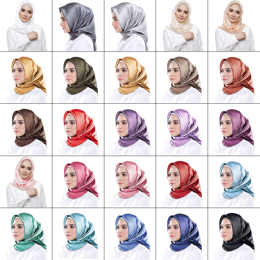 Khăn choàng Hijab bằng lụa màu trơn WJ1005