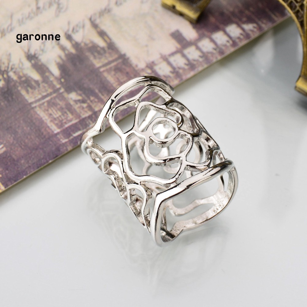 GA_Fashion Women Openwork Carved Rose Pattern Scarf Ring Buckle Shawl Clip Jewelry