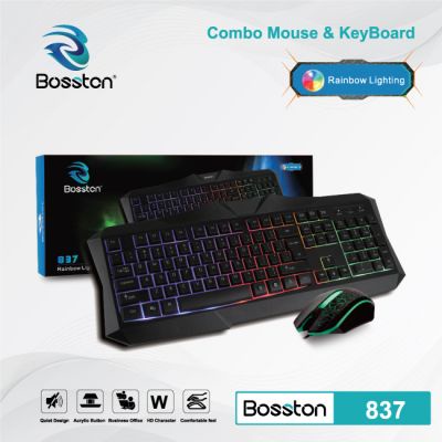 Combo Bàn phím và Chuột gaming LED 7 màu Bosston 837 có dây