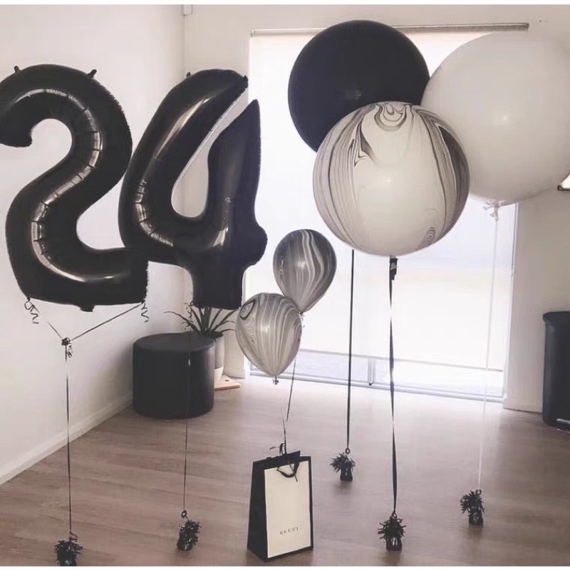 [ SIZE ĐẠI 70cm] Bóng số màu đen trang trí chụp ảnh sinh nhật, thôi nôi, happy birthday phong cách Hàn Quốc