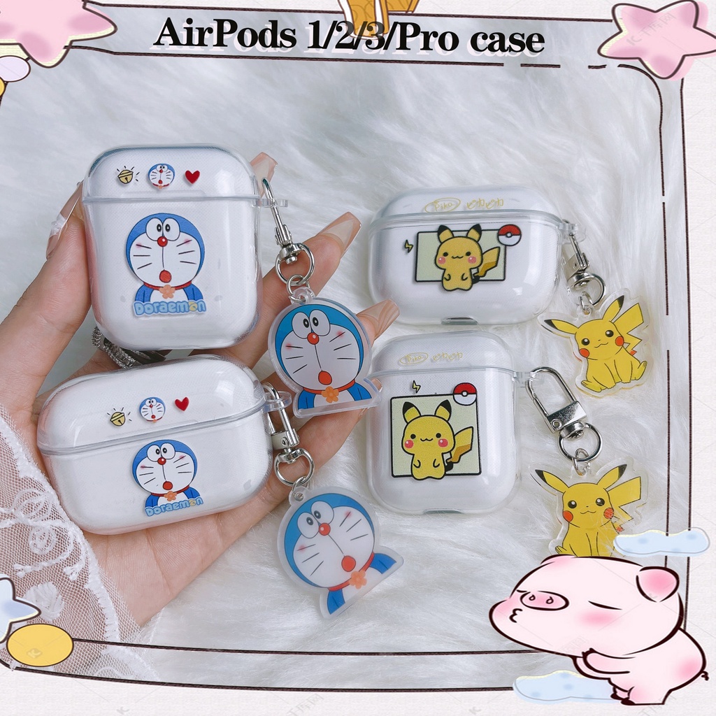 Vỏ Bảo Vệ Hộp Sạc Tai Nghe AirPods3 Airpods 3 Pro 2Gen Màu Trong Suốt Họa Tiết Hoạt Hình Pikachu Dễ Thương Ốp