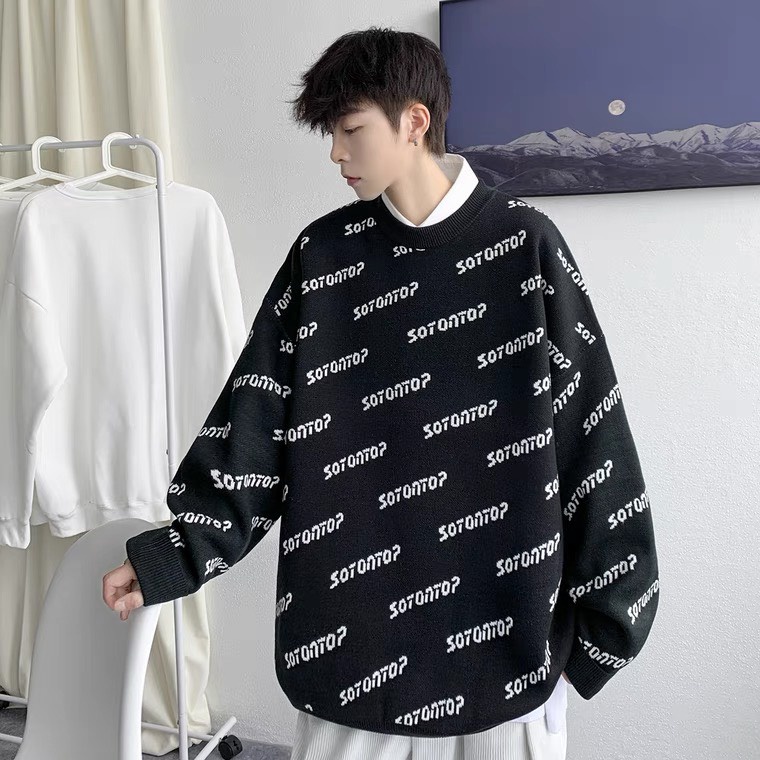 Áo Sweater Unisex in chữ SOTONTOP  Áo layer dáng rộng đặc biệt chất liệu nỉ bông cotton mềm mịn