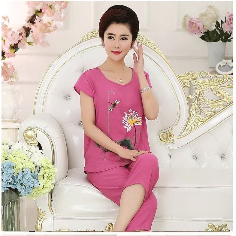 BỘ ĐŨI MẶC NHÀ SANG TRỌNG-BỘ ĐŨI MẶC NHÀ HOẠ TIẾT HOA SEN