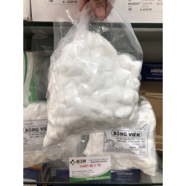 TÚI 100gr và 50gr BÔNG GÒN VIÊN BẢO THẠCH TIỆT TRÙNG GÓI 100gr, BÔNG GÒN Y TẾ DẠNG VIÊN BẢO THẠCH 3cm x 3cm