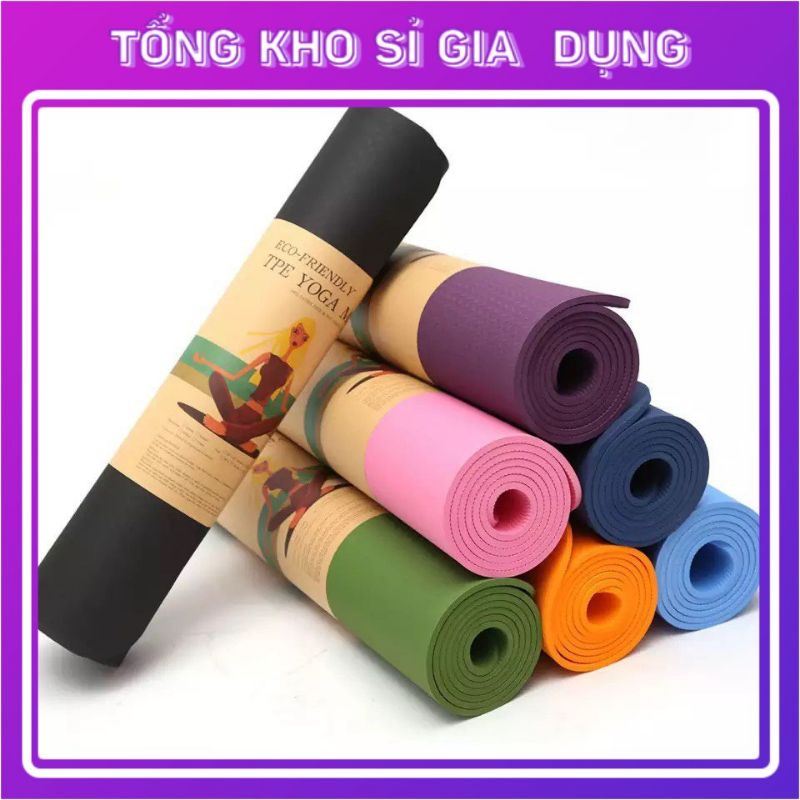 Thảm tập Yoga 2 lớp TPE dày 6mm, thảm tập Gym chống trơn trượt và không thấm mồ hôi