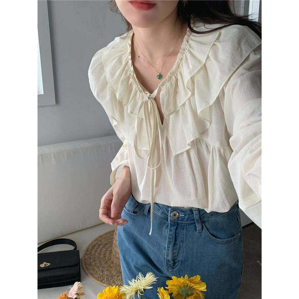 Áo Sơ Mi Dài Tay Rộng Rãi Có Dây Buộc Ngọt Ngào 54331