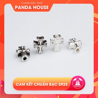 Charm bạc s925 hình cây thánh giá (charm xỏ ngang) size 9.5*7.5*4mm - Panda House