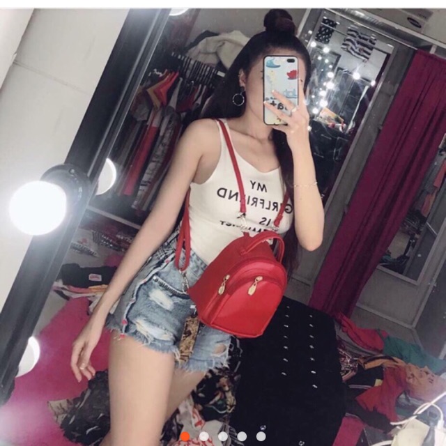 balo mini khoa vang co 4 mau den do xam da bò