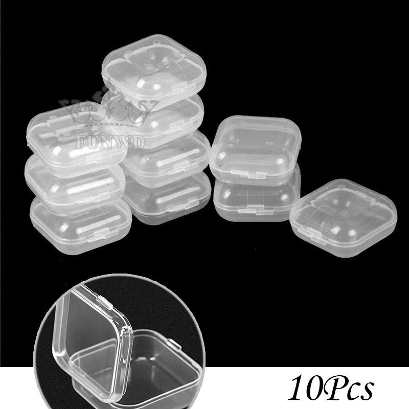 Set 10 hộp nhựa đựng trang sức trong suốt 3x3x1.5cm