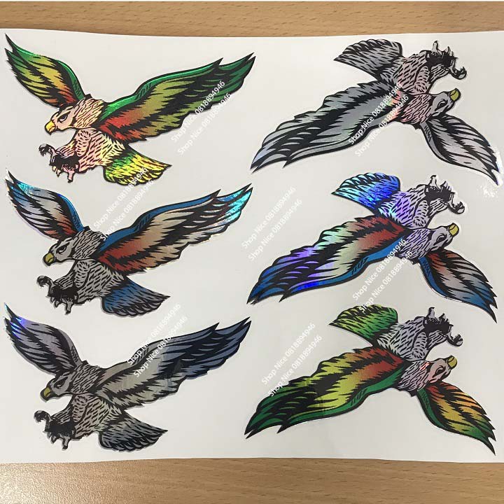 Tem decal dán trang trí xe máy chim ưng, đôi chim hạnh phúc