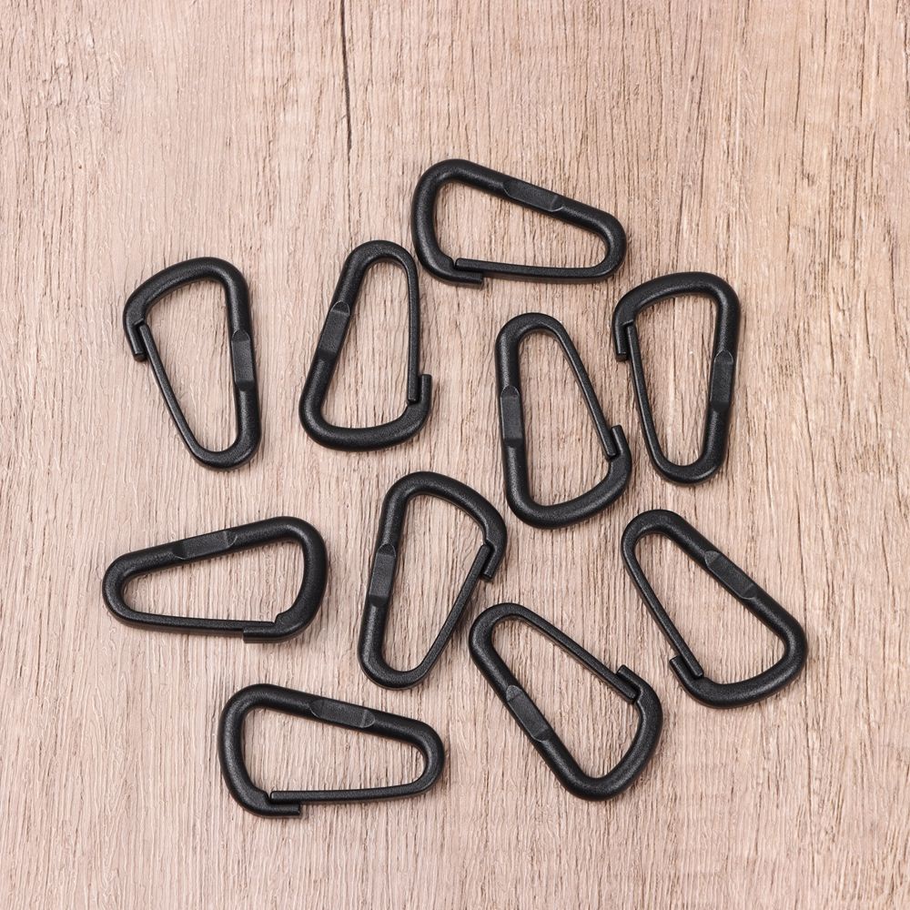MAYSHOW 10/20pcs Plastic Nylon D Carabiner Black Water Bottle Hooks Snap Clip Quickdraws Packback Buckles Outdoor Climbing Camping Hiking Keychain