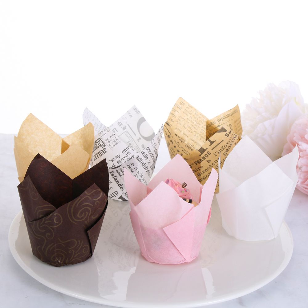 FASHYUNER Set 50 cốc giấy nướng bánh muffin/cupcake chống dầu mỡ tiện dụng