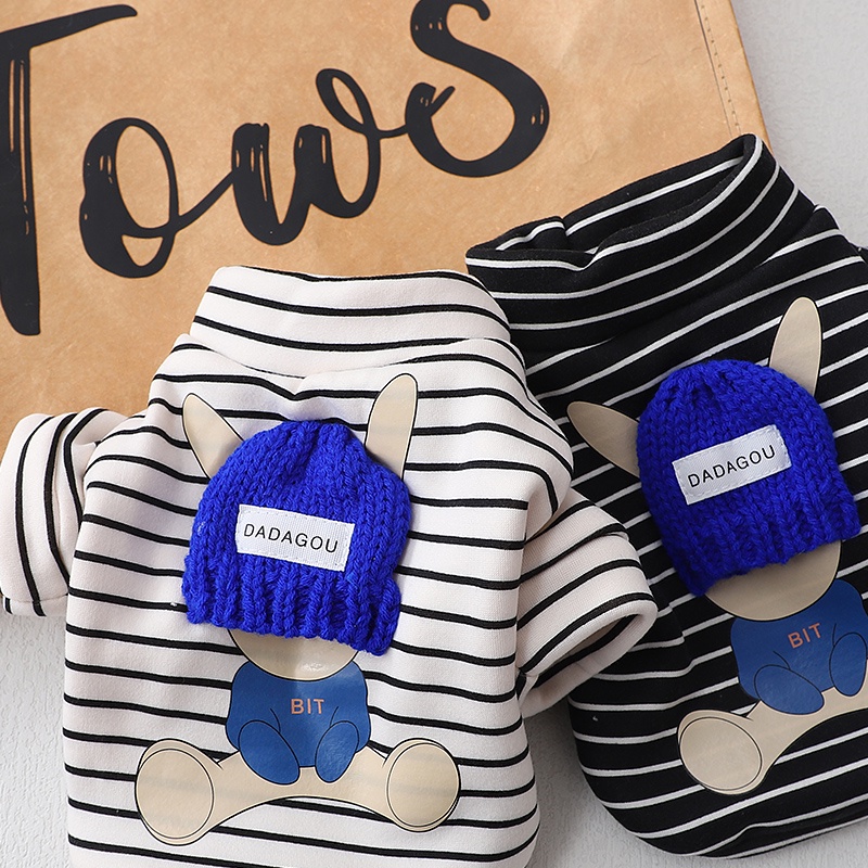 Áo Hoodie Họa Tiết Kẻ Sọc In Hình Chú Chó Corgi Dễ Thương Thời Trang Thu Đông Cho Thú Cưng