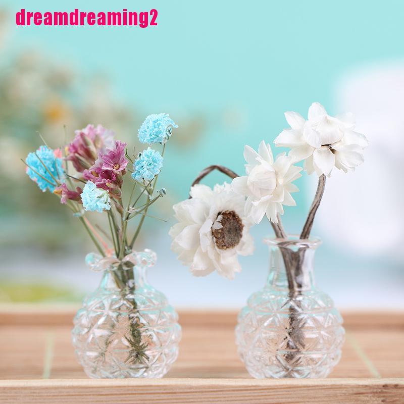 Bộ 2 Bình Hoa Thủy Tinh Trang Trí Nhà Búp Bê Xinh Xắn