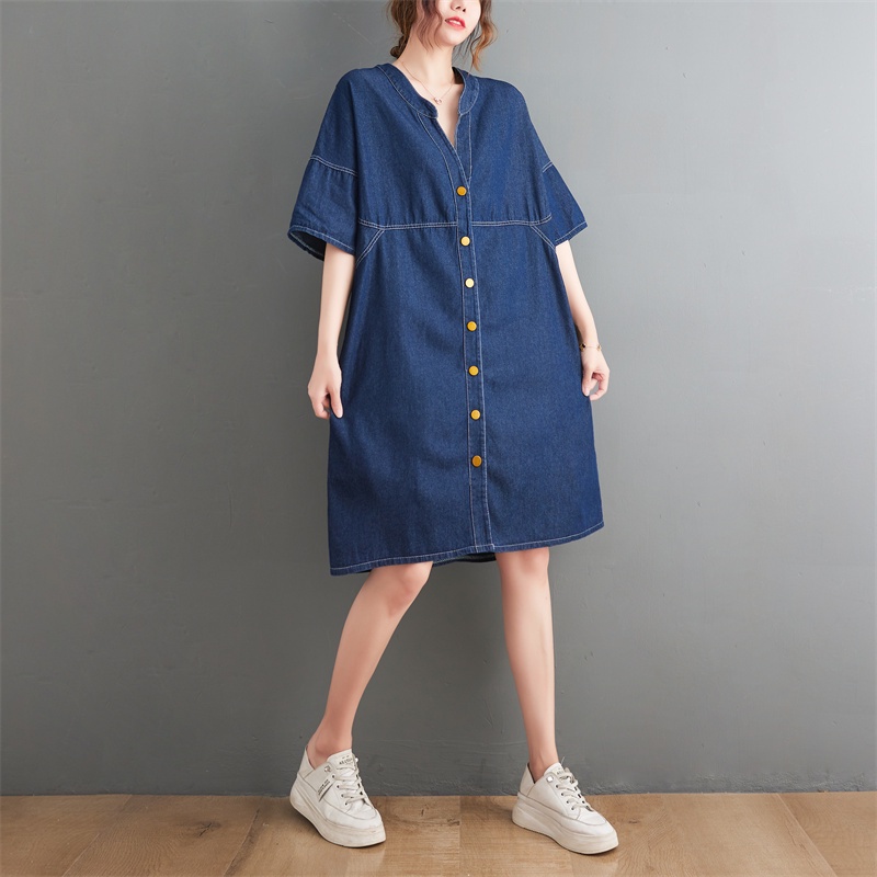 D352 váy bigsize freesize váy jean suông đính cúc thời trang phong cách mẫu mới