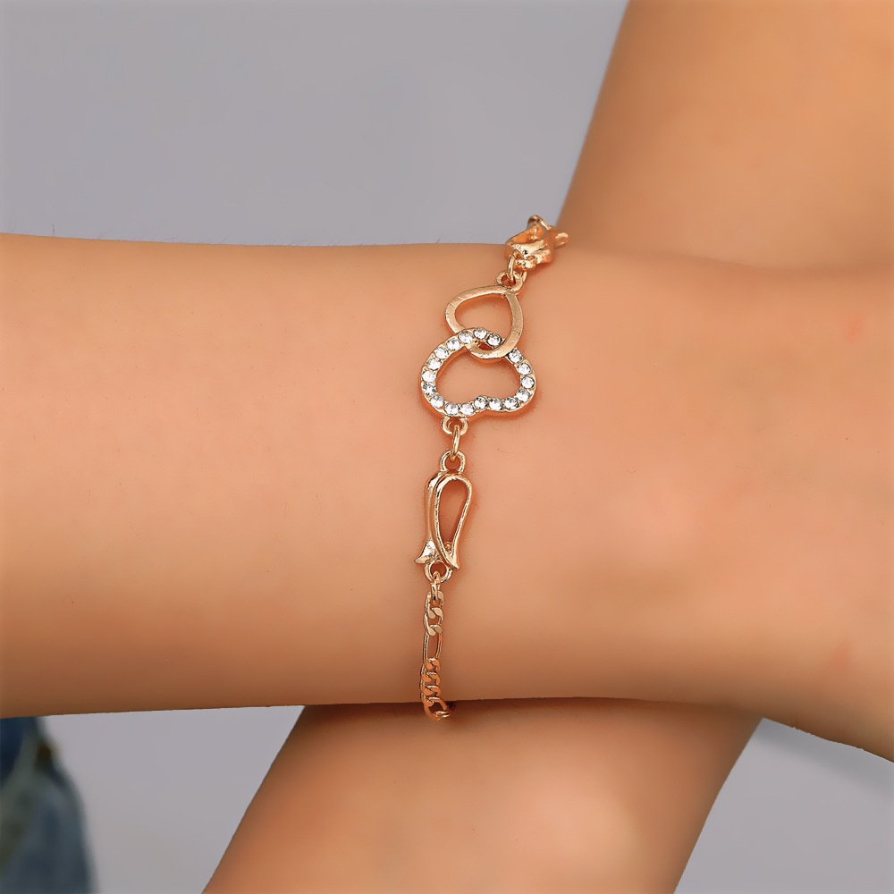 Vòng đeo tay mặt trái tim đính đá zircon xinh xắn thời trang dành cho nữ