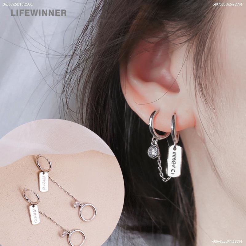 1 Cặp Bông Tai Dáng Dài Phối Tua Rua In Chữ Thanh Lịch Cho Nữ