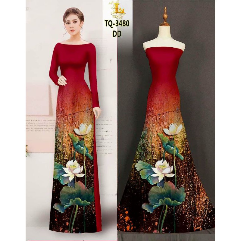 🌼Vải áo dài lụa 3D hoa sen chân đồng phục (đặt trước 4 ngày)🌸