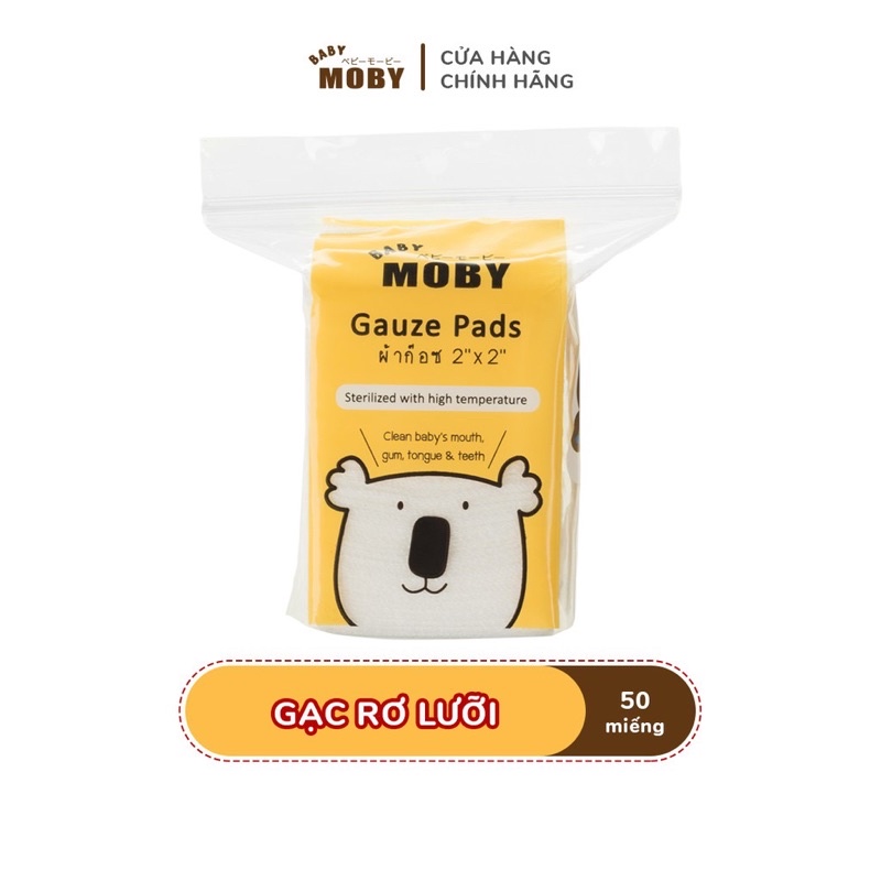 Gạc rơ lưỡi Moby Baby vệ sinh răng miệng cho bé (5x5cm) 50 miếng
