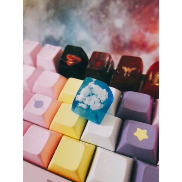 Nút bàn phím SA profile 1u Cloudy Sky Resin Keycap - Nút bàn phím cơ trong suốt hình mây