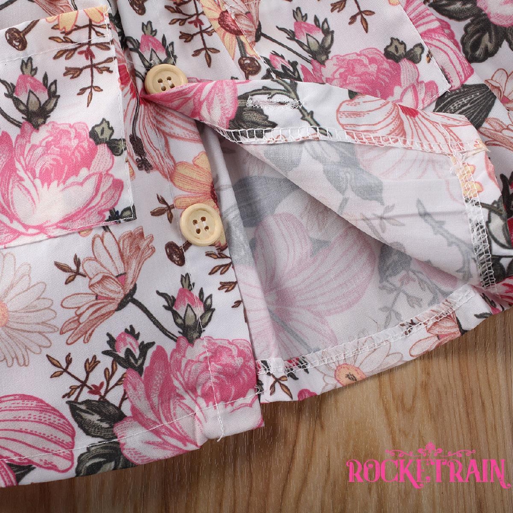 Đầm Xòe Họa Tiết Hoa Phong Cách Công Chúa Cho Bé Gái