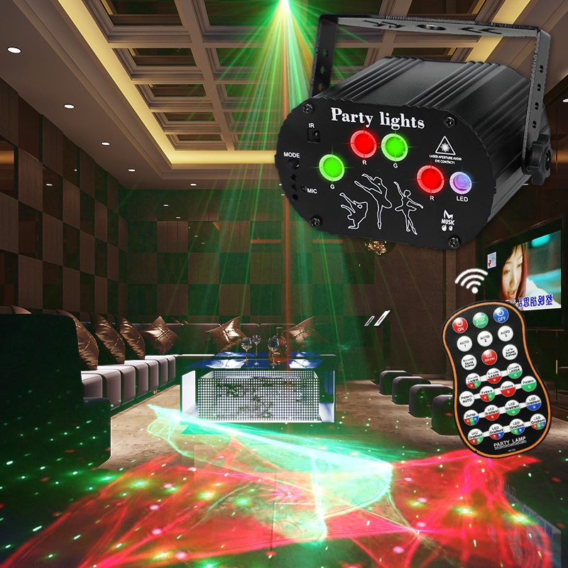 Đèn Laser 3D Cảm Biến Âm Thanh Cực Đỉnh - Đèn LED 3D Bay Phòng Karaoke Vũ Trường Tại Nhà - Có kèm Remote