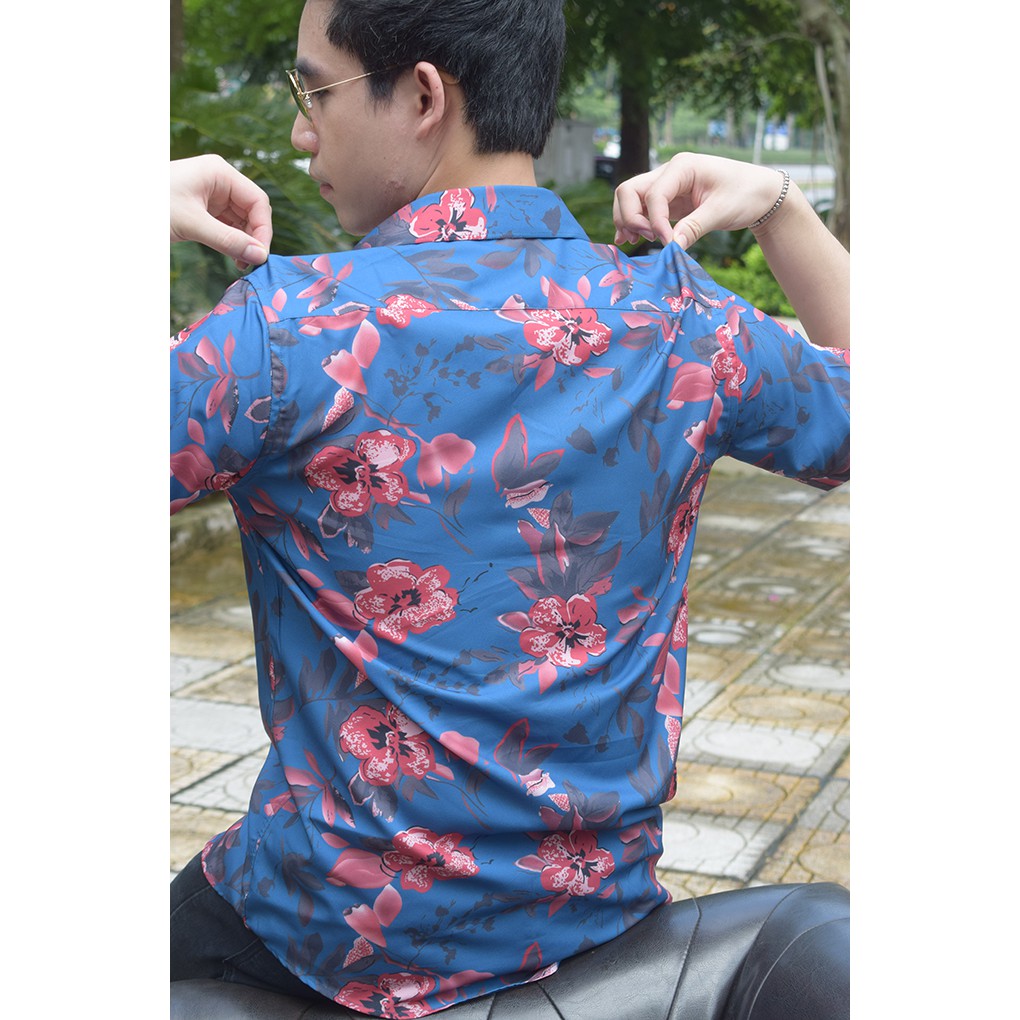 Sơ Mi Lụa Nam Họa Tiết OT 02 Adoris Áo Sơ Mi Nam Tay Ngắn Chất Liệu Lụa Đũi Mặc Đi Biển Cực Đẹp Deal Sock Hôm Nay