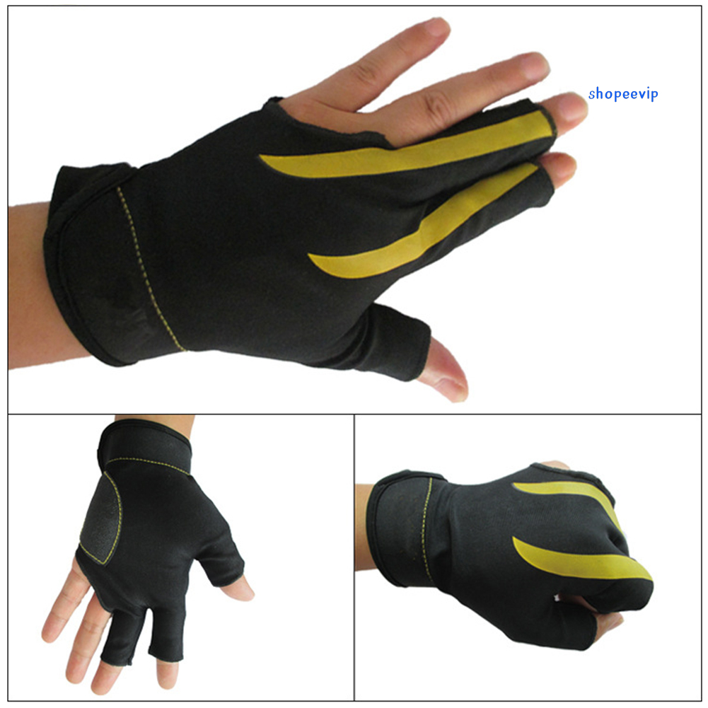 SPVP 1Pc Unisex 3 Fingers Anti-slip Billiard Game Snooker Pool Cue Shooter Glove