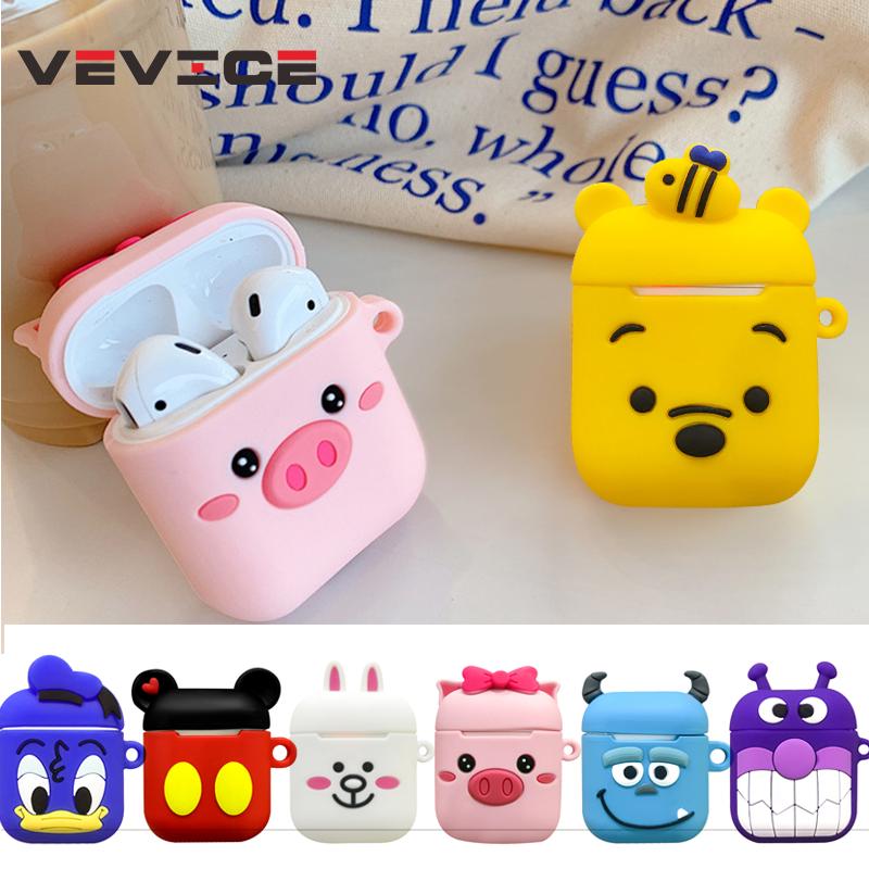 Vỏ silicon bọc hộp đựng tai nghe không dây Apple Airpods hình động vật hoạt hình dễ