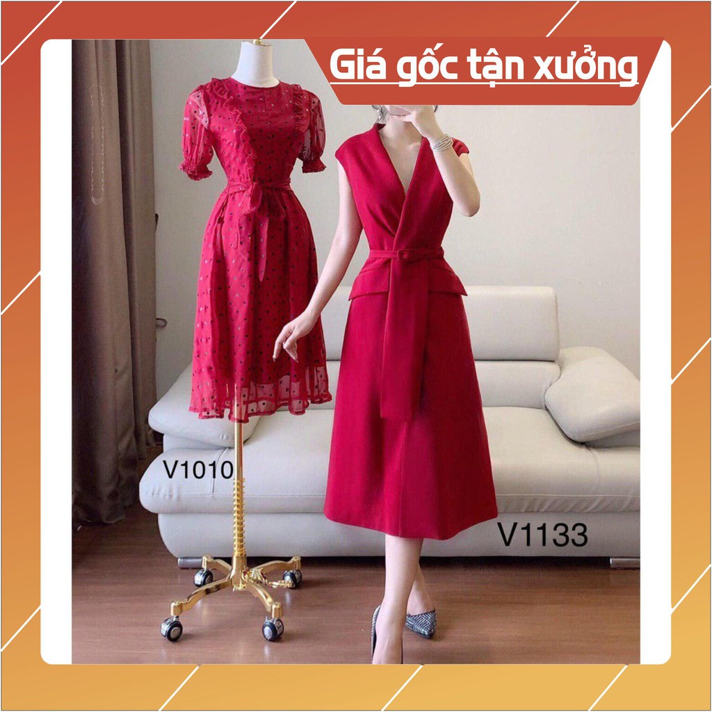 [Xả Hàng Dịp Tết] Đầm đỏ quý phái rực rỡ thời trang thiết kế V1133 DVC Design {ảnh thật shop tự chụp