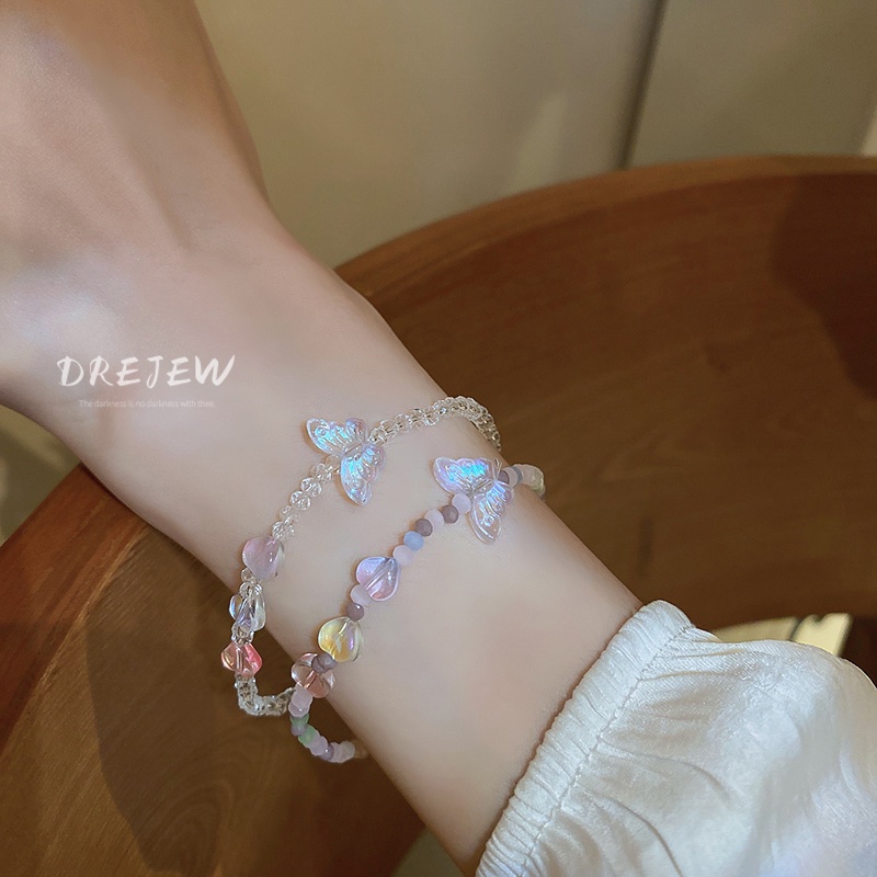 DREJEW Vòng đeo tay DREJEW đính đá phối bướm xinh xắn dễ phối đồ thời trang