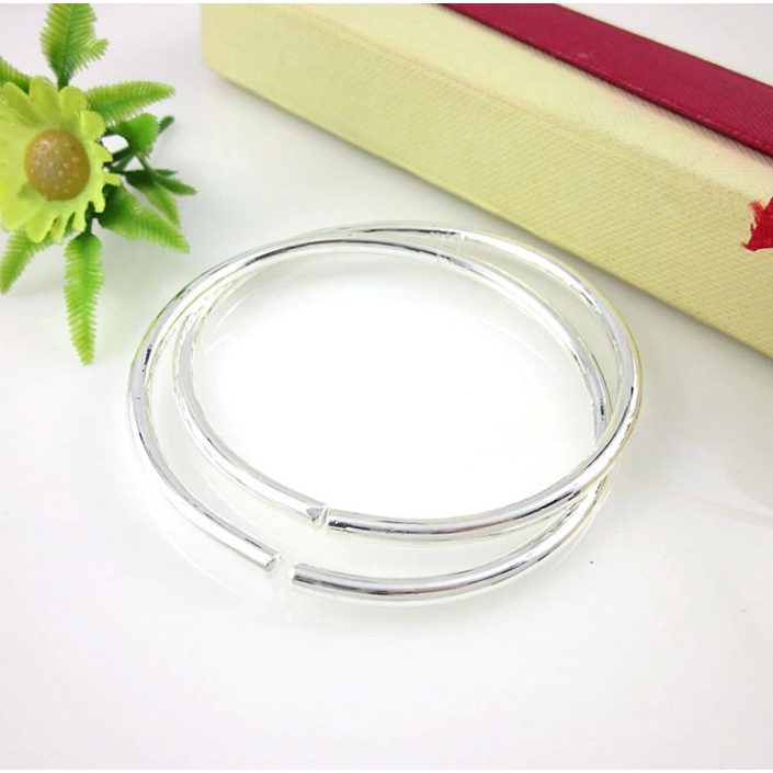 Kiềng tay mạ bạc 925 Sz083 kiểu dáng đơn giản thời trang cho nữ