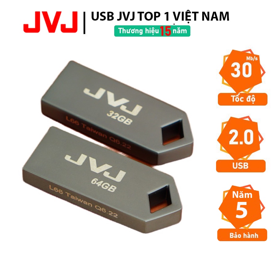 USB 32Gb 64Gb 2.0 JVJ L66 siêu nhỏ vỏ kim loại - tốc độ 30MB/s chống nước, chống sốc, chống va đập -Bảo hành 5 năm