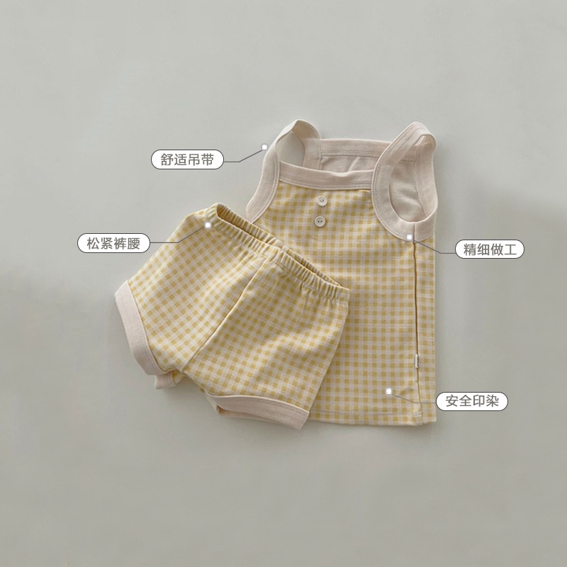 Bộ Áo Ngực Không Tay + Quần Short Mềm Mại Phong Cách Âu Mỹ Thời Trang Mùa Hè Cho Bé Trai/Gái
