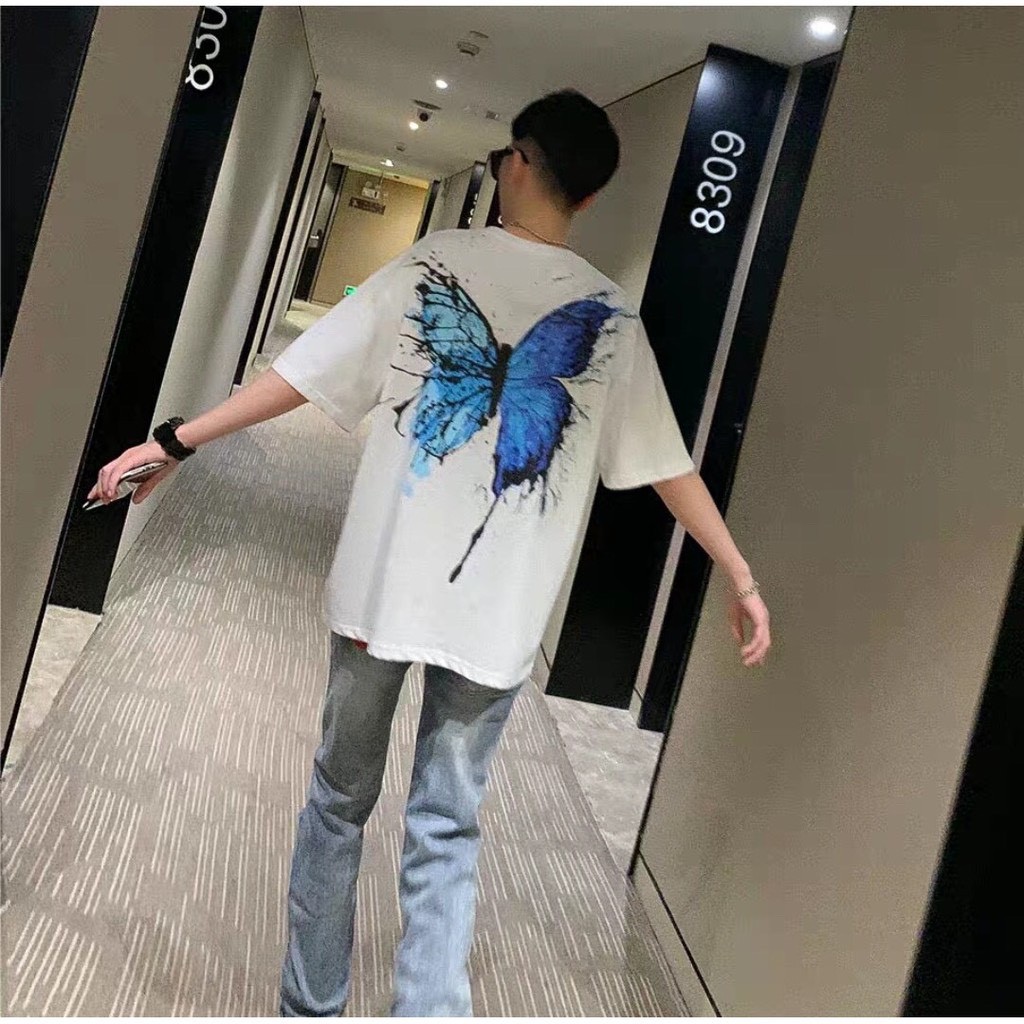 [Mã SKAMSALE06 giảm 10% tối đa 100K đơn 150K] Áo thun unisex from rộng cổ tròn tay lỡ freesize 38 - 70kg áo bướm | BigBuy360 - bigbuy360.vn