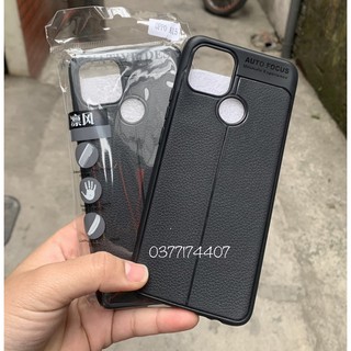 Ốp lưng dẻo Auto focus cho Oppo A15 Silicon Vân giả da chống sốc