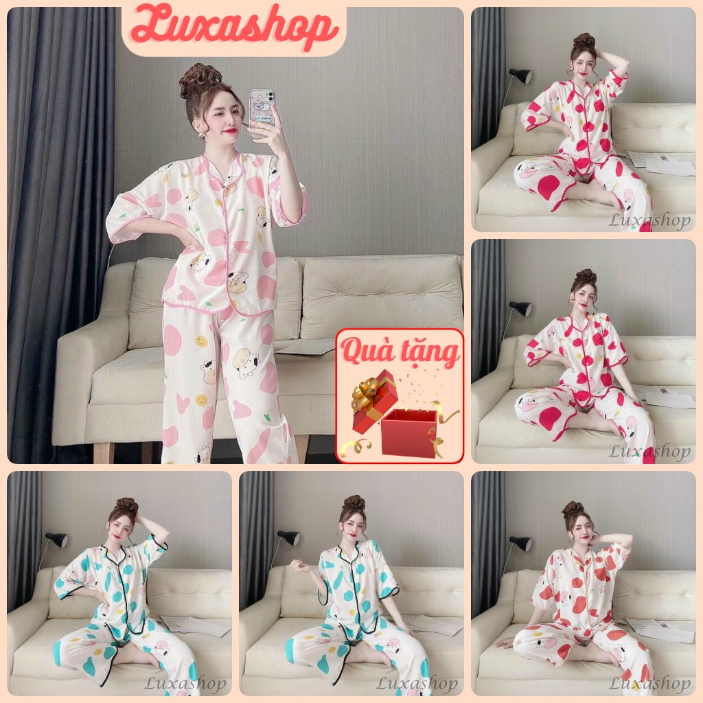 Đồ Ngủ Nữ, Set Đồ Bộ Pijama Cánh Dơi Cao Cấp Chất Vải Mềm Mịn Mát Tay Freesize 45<60kg CD01 - Luxa s