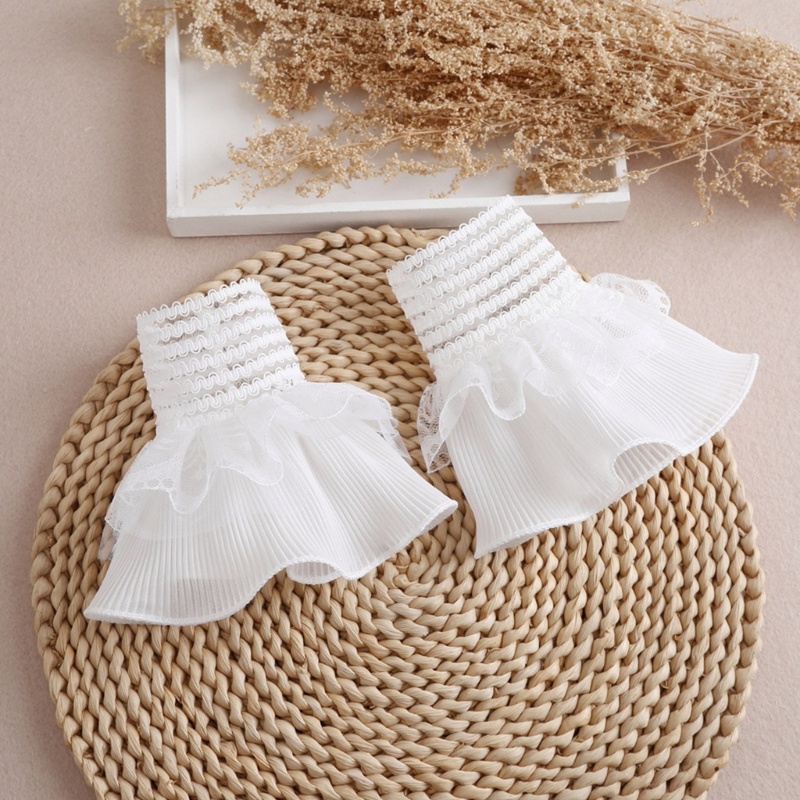 Whi Áo Sơ Mi Xếp Ly Tay Loe Giả Xếp Ly Màu Trắng Có Thể Tháo Rời