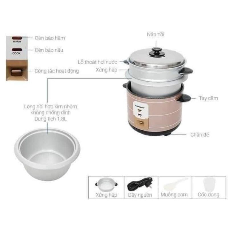 Nồi cơm điện nắp rời Sunhouse 1.8L model SHD8125