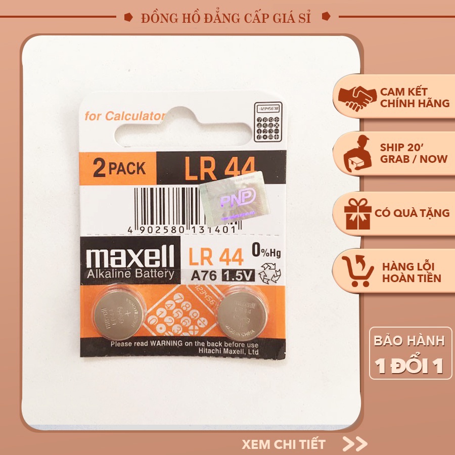 Pin cúc áo Maxell LR44 A76, AG13  vỉ 1 viên chính hãng
