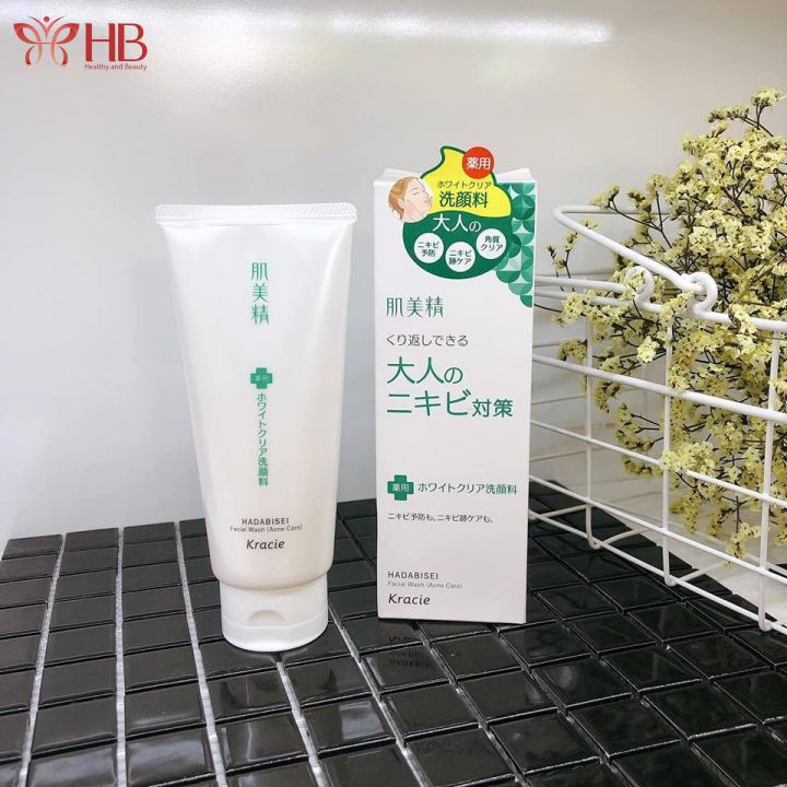 Sữa rửa mặt cho da dầu mụn Kracie Hadabisei Acne Care Facial Wash, ngừa mụn làm sạch dầu nhờn giảm thâm mụn