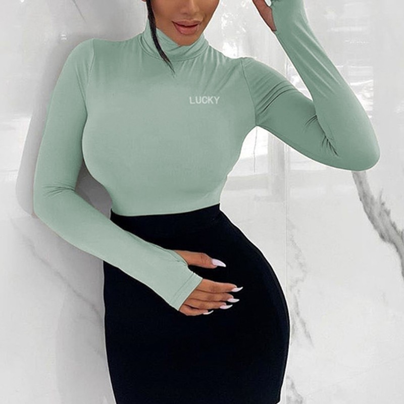 Áo liền quần Tay Dài Cổ Lọ Thiết Kế Ôm Sát Quyến Rũ Cho Nữ | BigBuy360 - bigbuy360.vn