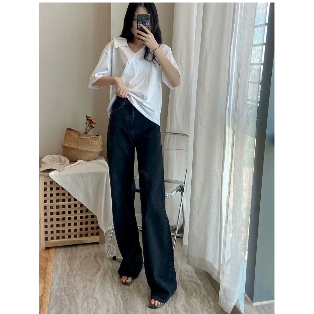 QUẦN JEANS BÒ Z1975 NỮ CẠP CAO ỐNG RỘNG - 6147/152