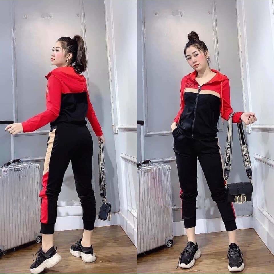 Bộ Quần Áo GU.CCI Thể Thao Nữ Mặc Thu Đông chất umi không nhăn không xù thời trang Banamo Fashion bộ thể thao gu xì 102