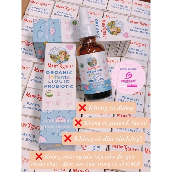 Men vi sinh lợi khuẩn Mary Ruth Organic Liquid Probiotic Drops - BEELAND