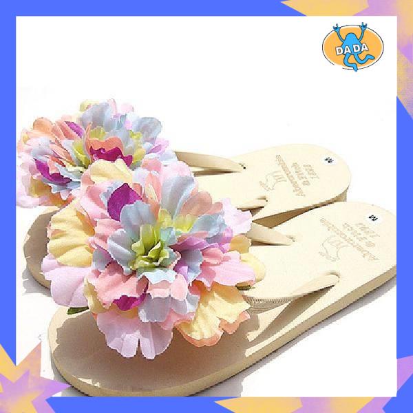 Dép Xỏ Ngón Đi Biển Đính Hoa Handmade Thời Trang Mùa Hè Mới